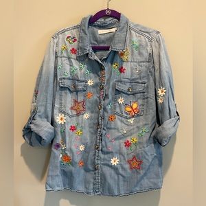 Billy T Embroidered Denim Button Down